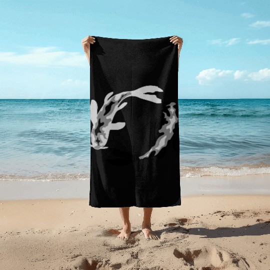 circle design 2 koi Beach Towels