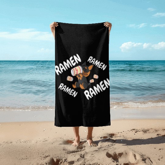 Miniature Pinscher Instant Ramen Noodles Beach Towels