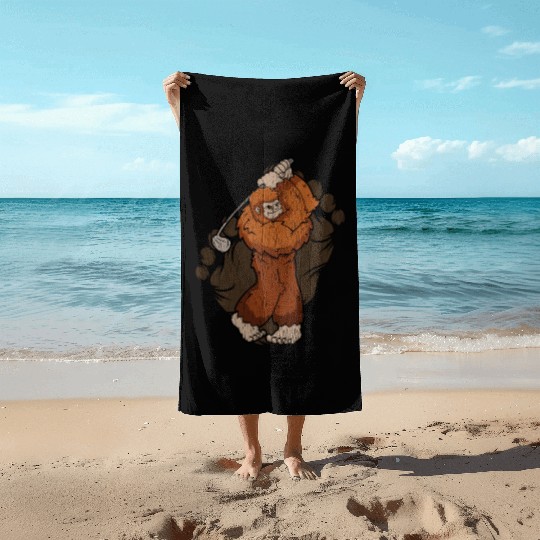 Bigfoot Golf Sasquatch Golfing Beach Towels