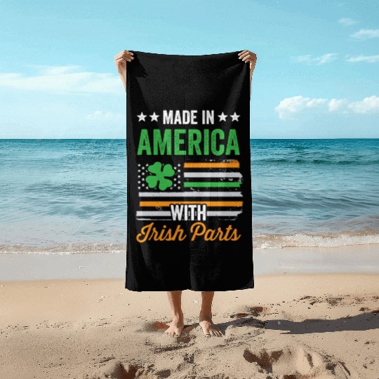 Made In America With Irish Parts Ireland Gaelic Beach Towels