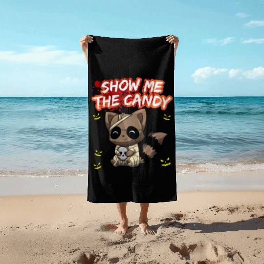 Show Me The Candy Halloween Costume Trick Or Treat Beach Towels