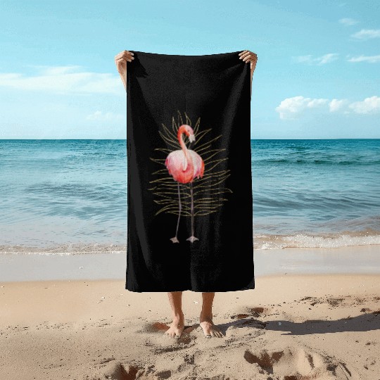 Black Natural Flamingo Beach Towels