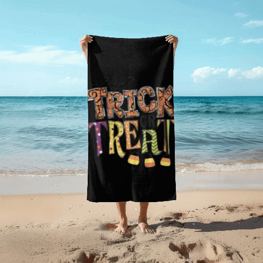 Trick or treat Funny Happy Halloween Pumpkin Spice Beach Towels