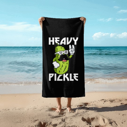 Heavy Pickle Metal Fan Metalhead Beach Towels
