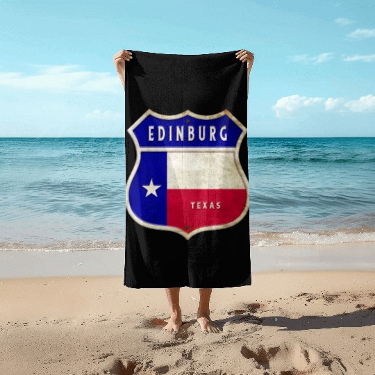 Edinburgh Texas coat of arms flags design Beach Towels