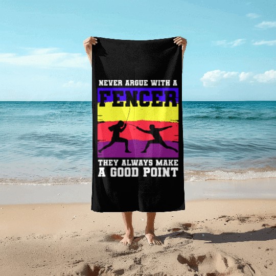 Fencing Sport Sword Fencer Foil Beach Towels