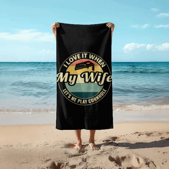 Cornhole Bean Bag Toss Lawn Game Husband Wife Beach Towels
