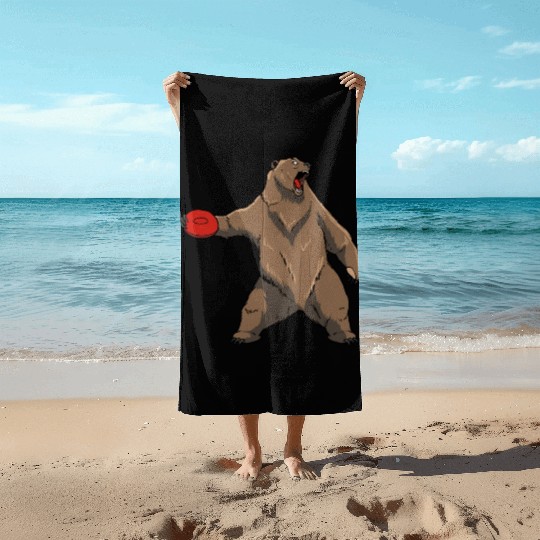 Disc Golf Grizzly Brown Bear Beach Towels