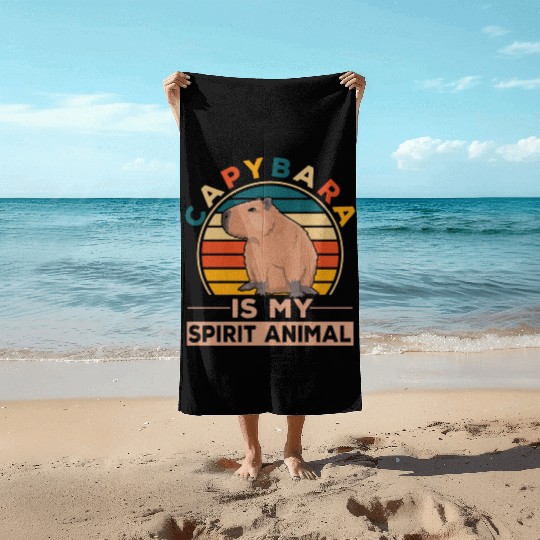 Kind Animal Lover Happy Capybara Beach Towels