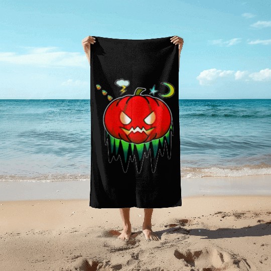 Halloween Jack O Lantern Pumpkin Candy Costume Beach Towels