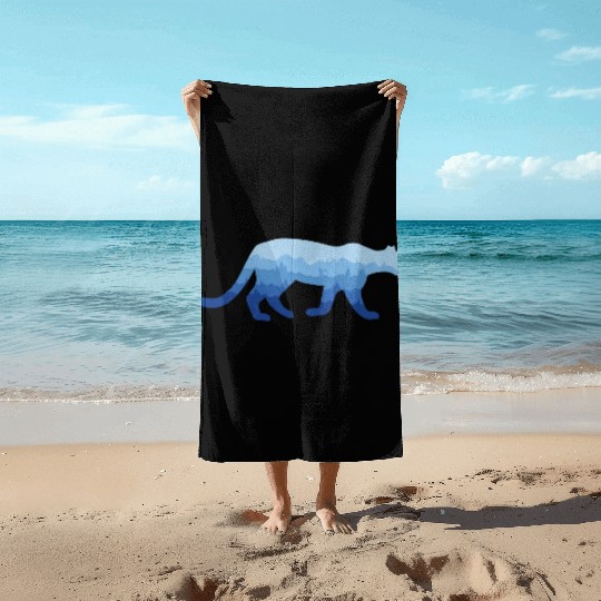 Mountain Lion and Mountain Biker Beach Towels