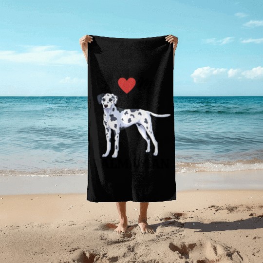 I Love My Dalmatian Beach Towels