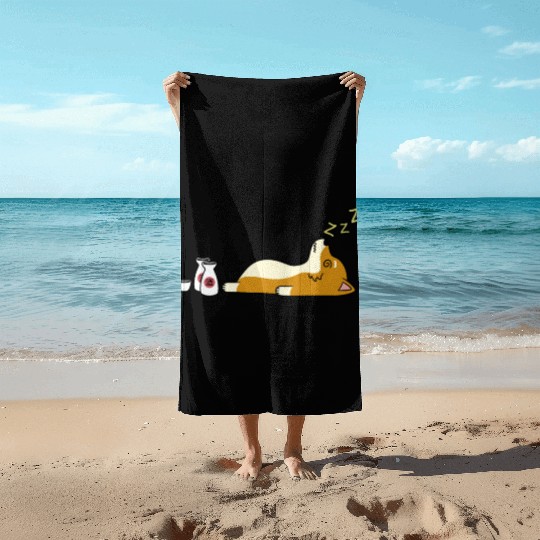 Shiba Inu Sake Drunk Beach Towels