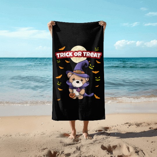Trick Or Treat Scary Creepy Halloween Monster Beach Towels