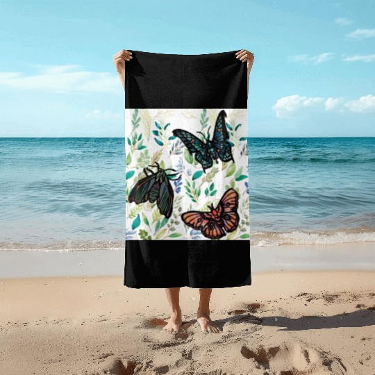 Two Butterflies and A Moth Beach Towels
