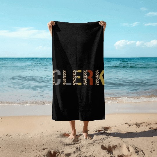 Data Entry Clerk Leopard Print Funny Beach Towels
