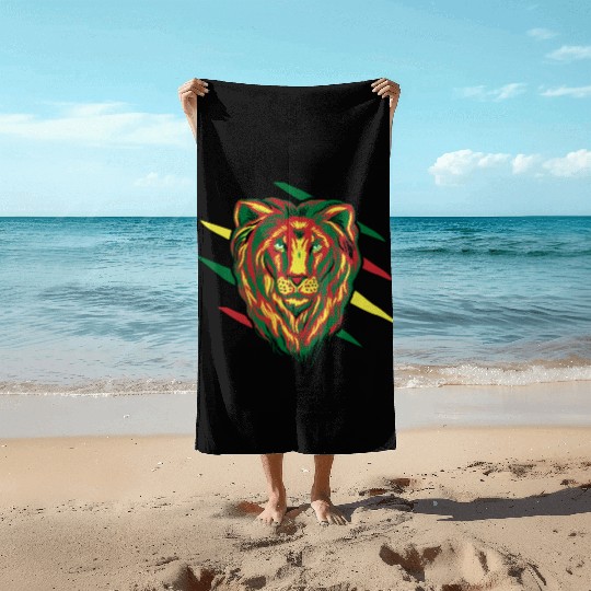 African American History Lion Beach Towels