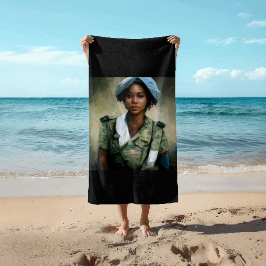 Beautiful US army combat medic painting Beach Towels