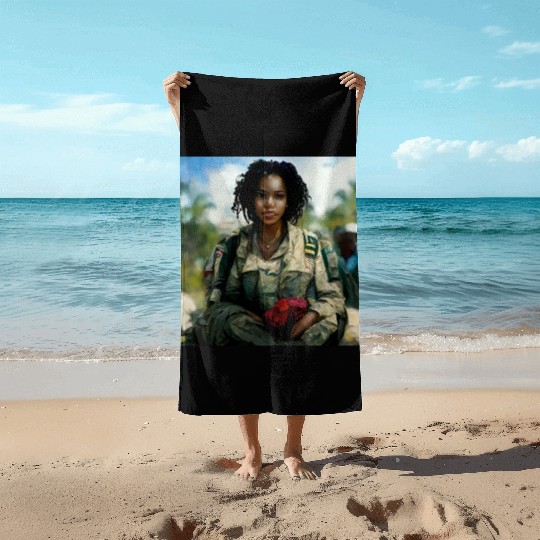 Beautiful US army combat medic painting Beach Towels