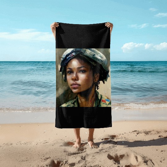 Beautiful US army combat medic painting Beach Towels