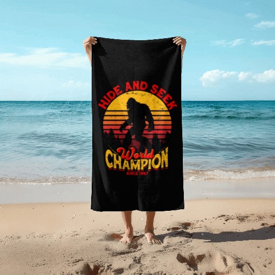 Hide and Seek World Champion Since 1967 - cryptid Beach Towels