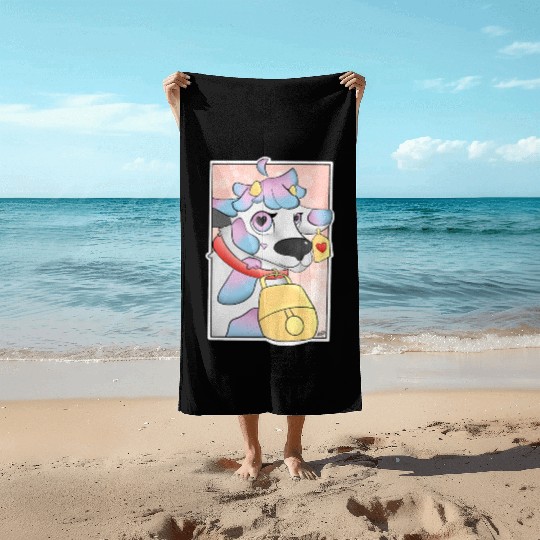 Cotton candy cow Beach Towels