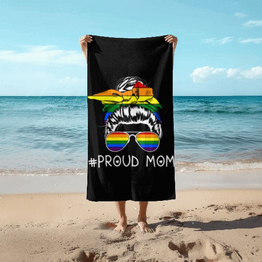 Proud Mom Rainbow Gay Pride LGBT Beach Towels
