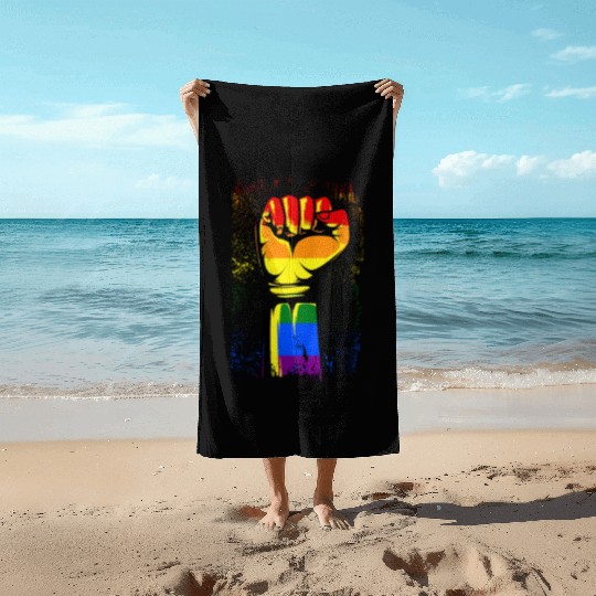 Gay Pride Fist Rainbow Pride Month Beach Towels