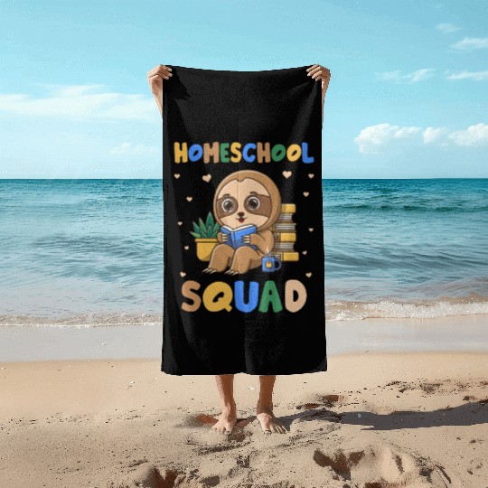 Homeschool Sloth Funny First Day Of School Beach Towels
