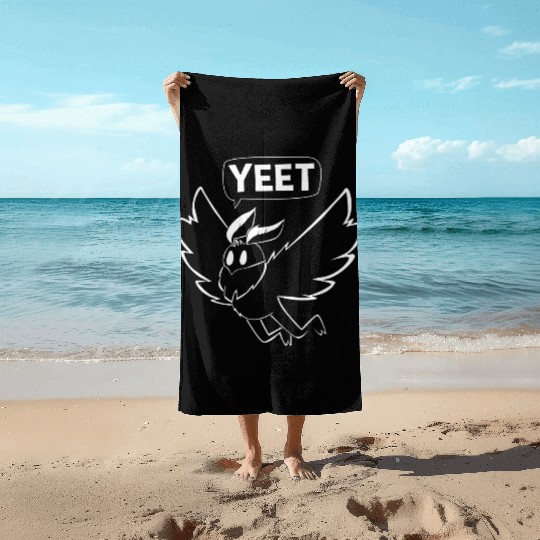 Mothman Yeet Cryptid Lover Funny Mothman Beach Towels