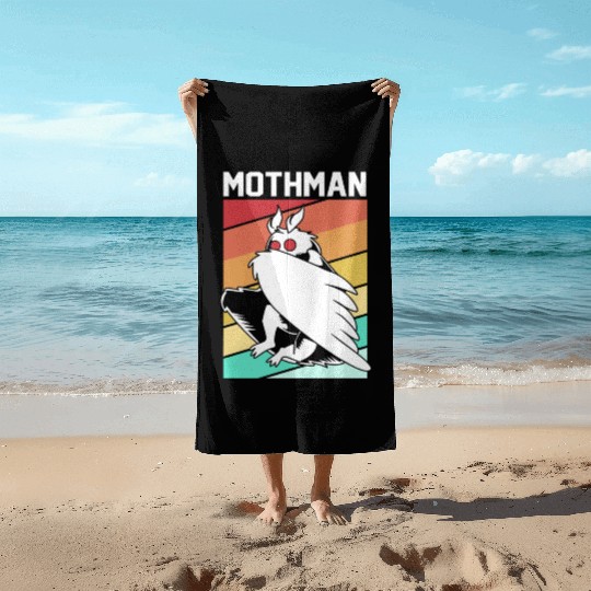 Retro Mothman Cryptid 80s Vintage Mothman Beach Towels