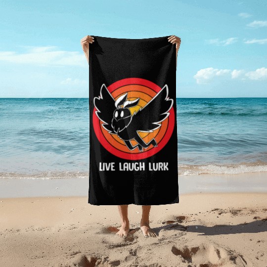 Funny Cryptid Live Laugh Lurk Mothman Beach Towels