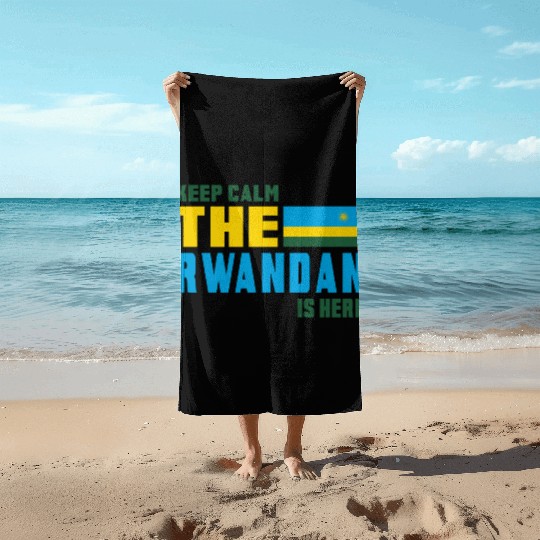 Keep calm Rwanda flag design Beach Towels