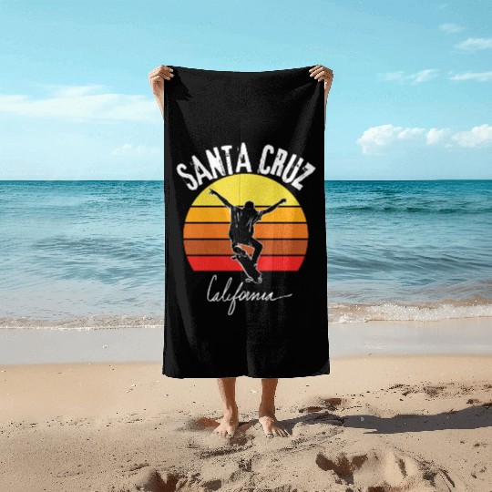 Old School Skater Santa Cruz California Beach Towels