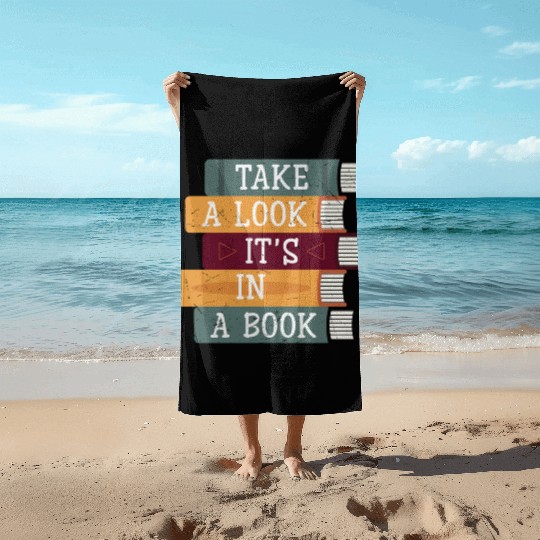 Take A Look It's A Book Retro Rainbow Reading Beach Towels