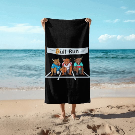 Bitcoin lover Bull BTC logo Crypto lover Hodl Beach Towels