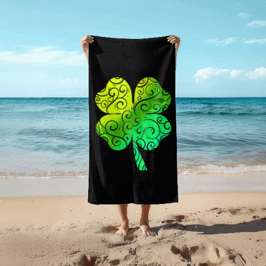 Mandala Tribal Shamrock For St. Patricks Day Beach Towels