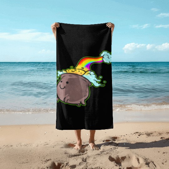 A Pot Of Gold At The End Of A Rainbow For St. Beach Towels