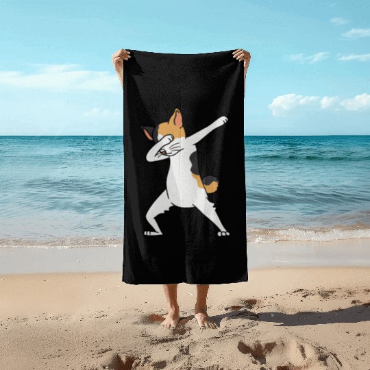 Dabbing Japanese Bobtail Cat Dab Dance Beach Towels