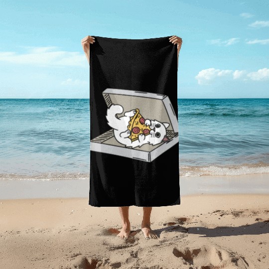 Persian Cat Pizza Lover Beach Towels