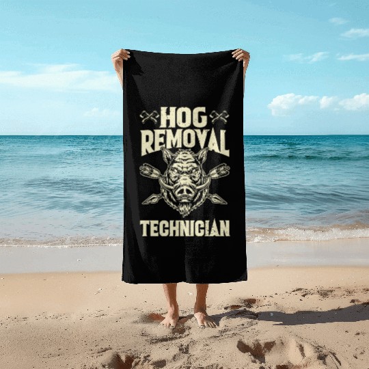 Hog Removal Technician Boar Hunting Beach Towels