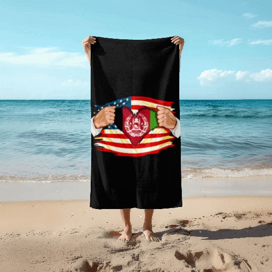 Afghanistan Who Live in America Afghani Flag Beach Towels