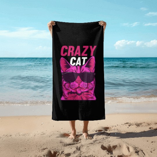 Cat Lover Cat Owner Funny Cat Meme I Crazy Cat Beach Towels