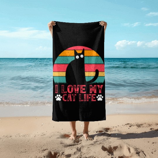 Funny Cat Meme Cat Owner Cat Lover I Love My Cat L Beach Towels
