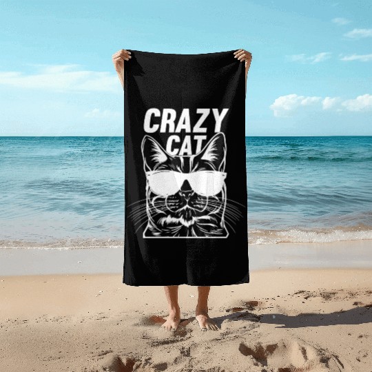 Cat Owner Cat Lover Funny Cat Meme I Crazy Cat Beach Towels