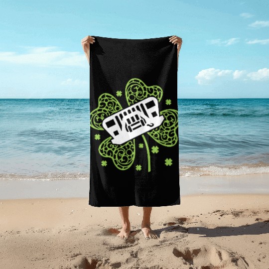 Shamrock Jeep Beach Towels