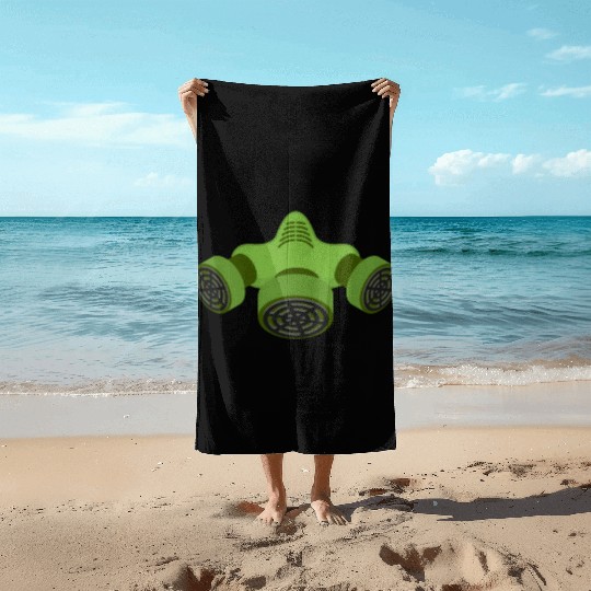 Gas mask green toxic nuklear mask Beach Towels