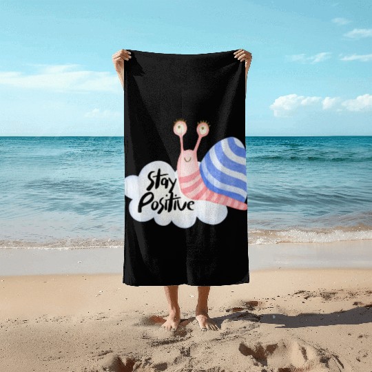 Stay Positive - Colorful Snail Beach Towels
