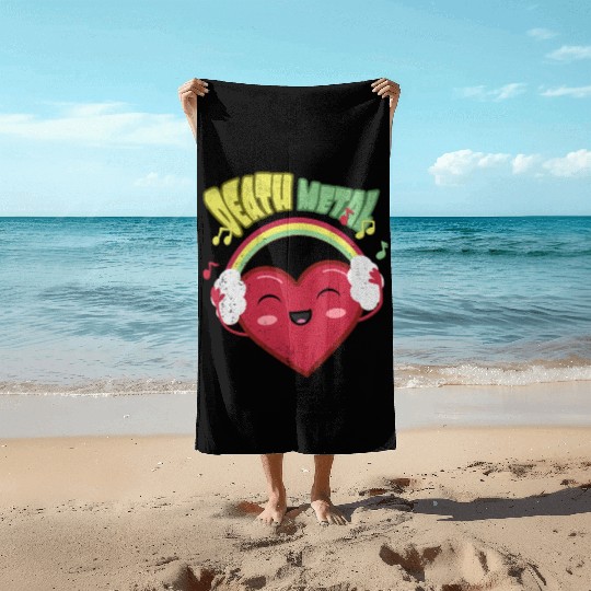 Death Metal Cute Heart Beach Towels