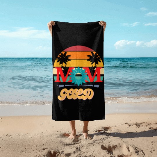 Vintage gold mom Beach Towels